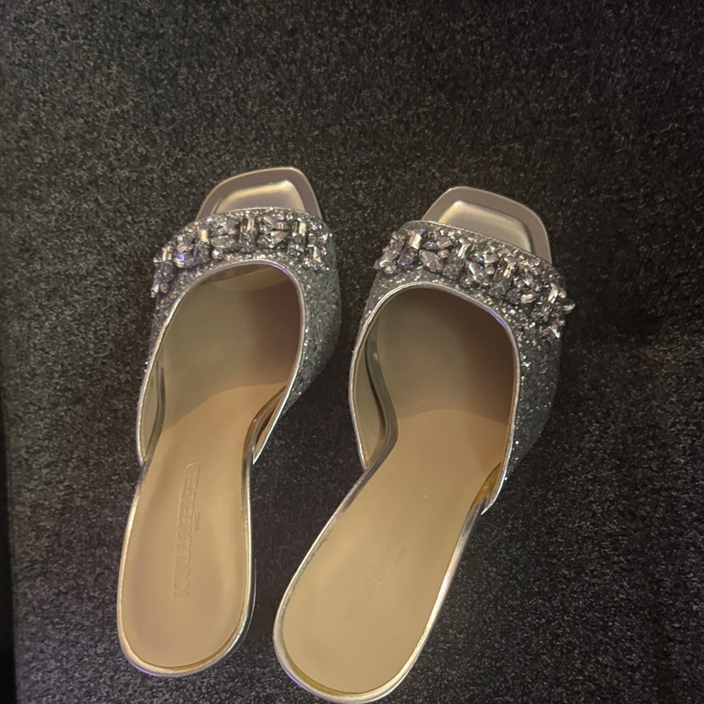 Elegant Silver Embellished Women's Slide Sandals